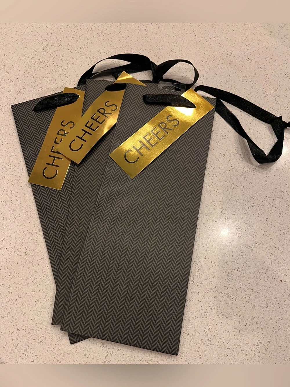 Spritz Target Cheers Wine Bottle Gift Bags Black Gold Lot of (3)